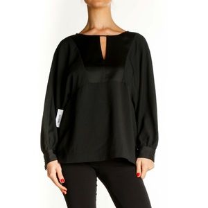J. Crew All Day Wear Satin Crepe V Neckline Long Dolman Sleeve Blouse Top